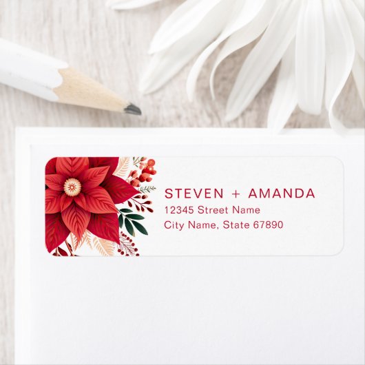 Poinsettia Return Address Labels (Insitu)