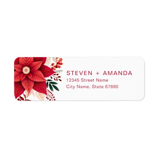 Poinsettia Return Address Labels (Voorkant)