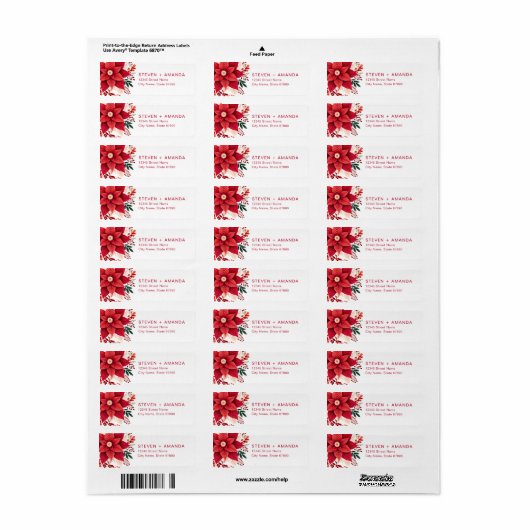 Poinsettia Return Address Labels (Full Sheet)