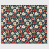 Poinsettia Rich Reds & Cream Pretty Christmas Gift Cadeaupapier (Vlak)