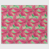 Poinsettia Rode Bloemen Kerst  Cadeaupapier (Vlak)