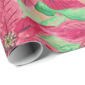 Poinsettia Rode Bloemen Kerst  Cadeaupapier (Rol Hoek)