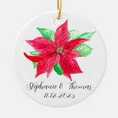 Poinsettia Rode Bloemen Kerstmis Bloem Bruiloft Keramisch Ornament (Voorkant)