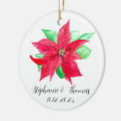 Poinsettia Rode Bloemen Kerstmis Bloem Bruiloft Keramisch Ornament (Links)