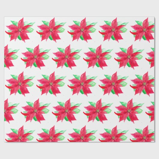 Poinsettia Rode Bloemen Kerstmis Bloem Cadeaupapier (Vlak)