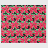 Poinsettia Rode Bloemen Kerstmis Bloem Cadeaupapier (Vlak)