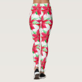 Poinsettia Rode Bloemen Kerstmis Bloem Leggings (Achterkant)