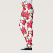 Poinsettia Rode Bloemen Kerstmis Bloem Leggings (Links)