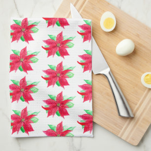 Poinsettia Rode Bloemen Kerstmis Bloem Theedoek