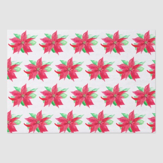 Poinsettia Rode Bloemen Kerstmis Bloem Tissuepapier (Voorkant)
