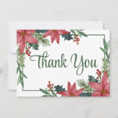 Poinsettia Rode Bloemen Kerstmis Bruiloft Bedankkaart (Voorkant)