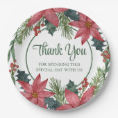 Poinsettia Rode Bloemen Kerstmis Bruiloft Papieren Bordje (Voorkant)