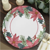 Poinsettia Rode Bloemen Kerstmis Bruiloft Papieren Bordje