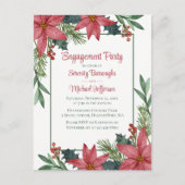 Poinsettia Rode Bloemen Kerstmis Verlovingsfeest Uitnodiging Briefkaart (Voorkant)
