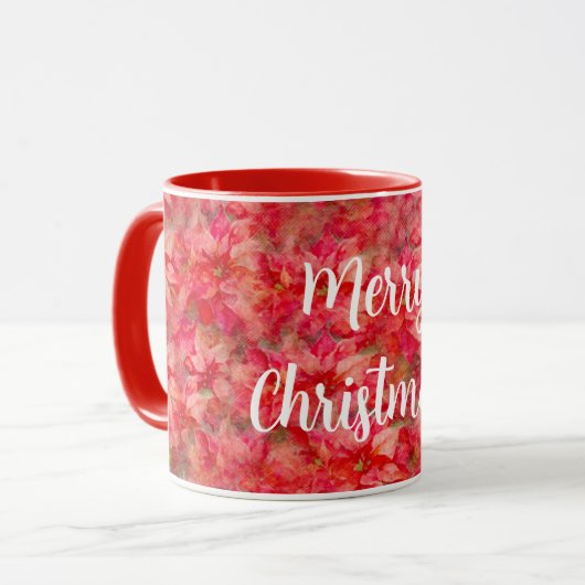 Poinsettia Rode Bloemen Mok Beker (Voorkant links)