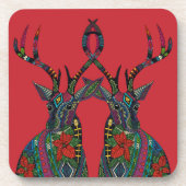 poinsettia rode herten drankjes onderzetter (Voorkant)