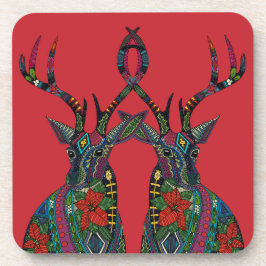 poinsettia rode herten drankjes onderzetter