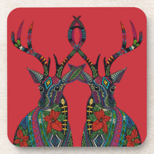 poinsettia rode herten drankjes onderzetter