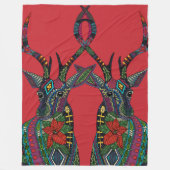 poinsettia rode herten fleece deken (Voorkant)