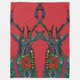 poinsettia rode herten fleece deken