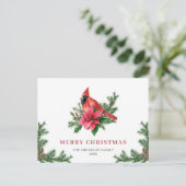 Poinsettia Rode Kardinaal Kerst Groet Vakantie Briefkaart (Staand voorkant)