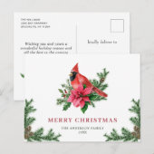 Poinsettia Rode Kardinaal Kerst Groet Vakantie Briefkaart (Voorkant / Achterkant)
