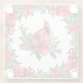 Poinsettia Rode Kardinaal Kerstvakantie Glazen Onderzetter (Achterkant)