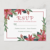 Poinsettia Rode Kerst Bloemen Bruiloft RSVP Briefkaart (Voorkant)