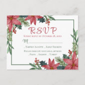 Poinsettia Rode Kerst Bloemen Bruiloft RSVP Briefkaart (Voorkant)
