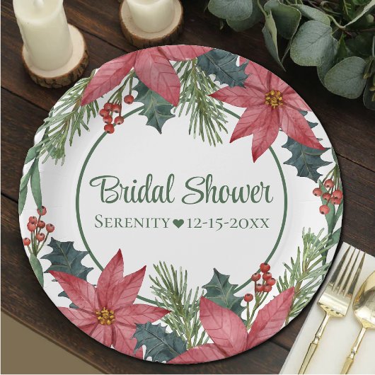 Poinsettia Rode Kerst Bloemen Vrijgezellenfeest Papieren Bordje