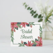 Poinsettia Rode Kerst Bloemen Vrijgezellenfeest Uitnodiging Briefkaart (Staand voorkant)