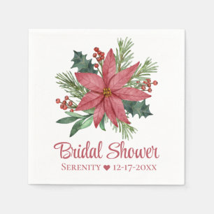 Poinsettia Rode Kerst Bloemstuk Bruidsdouche Servet