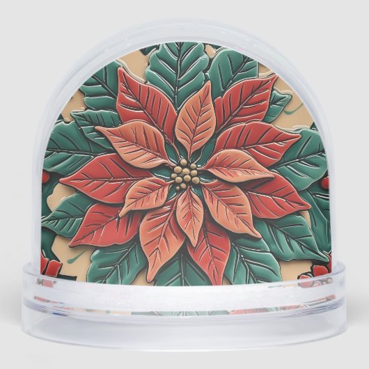 Poinsettia rode kerst sneeuwbol (Voorkant)