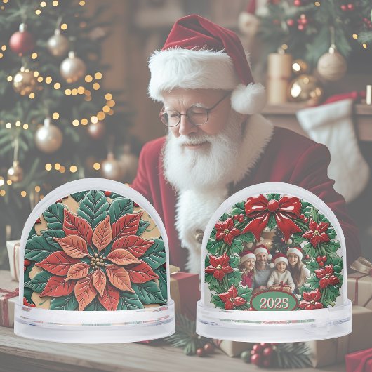 Poinsettia rode kerst sneeuwbol