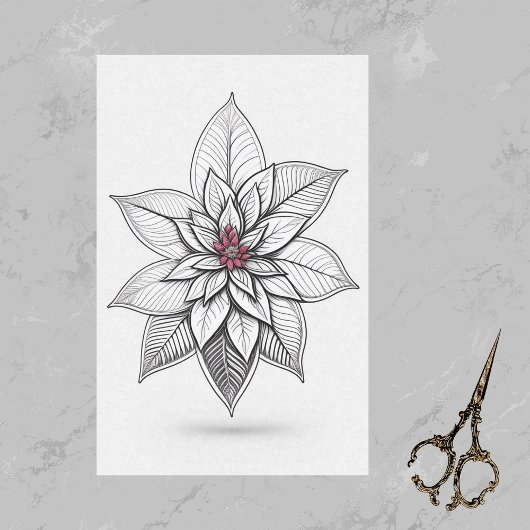 Poinsettia Rode Kerstlijn Tekening Kunstwerk Tissuepapier