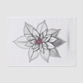 Poinsettia Rode Kerstlijn Tekening Kunstwerk Tissuepapier (Voorkant)