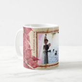 Poinsettia Rode Lijst Kerst Mok (Voorkant links)