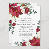 Poinsettia Rode Winter Rustieke Kerstbruiloft Kaart (Voorkant / Achterkant)