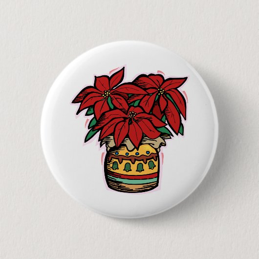 Poinsettia Ronde Button 5,7 Cm (Voorkant)