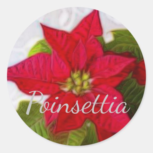 Poinsettia Ronde Sticker (Voorkant)