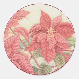 Poinsettia Ronde Sticker