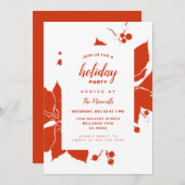 Poinsettia Rood Grafisch Feest Kaart (Voorkant / Achterkant)