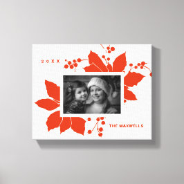 Poinsettia Rood Grafisch Vakantie Foto Canvas Prin Afdruk