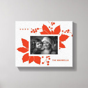 Poinsettia Rood Grafisch Vakantie Foto Canvas Prin Afdruk