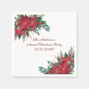 Poinsettia Rood Groen Kerstfeest Servet