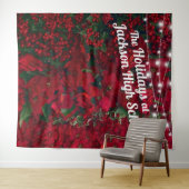 Poinsettia Rood Groene Bladeren Kerst Foto Achterg Wandkleed (In Situ (horizontaal))