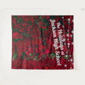 Poinsettia Rood Groene Bladeren Kerst Foto Achterg Wandkleed (Voorkant (horizontaal))