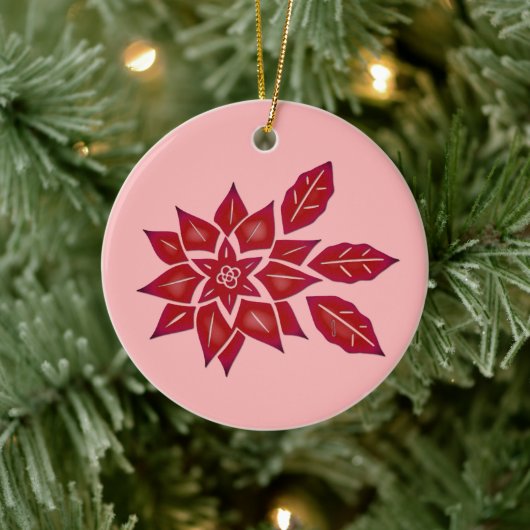 Poinsettia (rood) keramisch ornament (Boom)