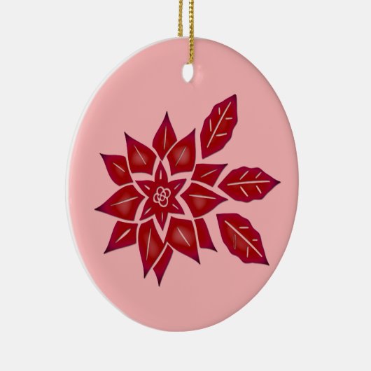 Poinsettia (rood) keramisch ornament (Rechts)