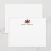 Poinsettia Rood Kerstboeket Watercolor Bloem Notitiekaartje (Voorkant / Achterkant)